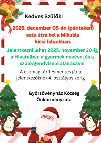 Idén is házhoz megy a Mikulás Győrsövényházon