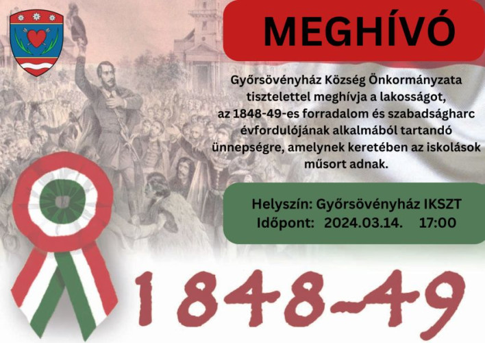 Ünnepség az 1848–49-es forradalom és szabadságharc tiszteletére