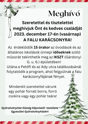 Az idei advent sem múlhat el győrsövényházi falukarácsony nélkül