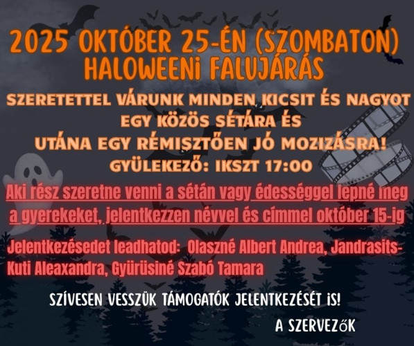 Lehet jelentkezni a hatodik győrsövényházi halloweeni falujárásra