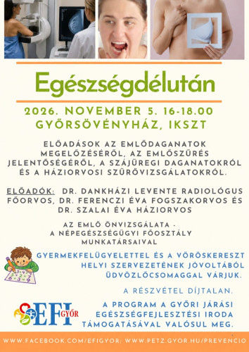 Egészségdélutánt rendeznek Győrsövényházon november 5-én